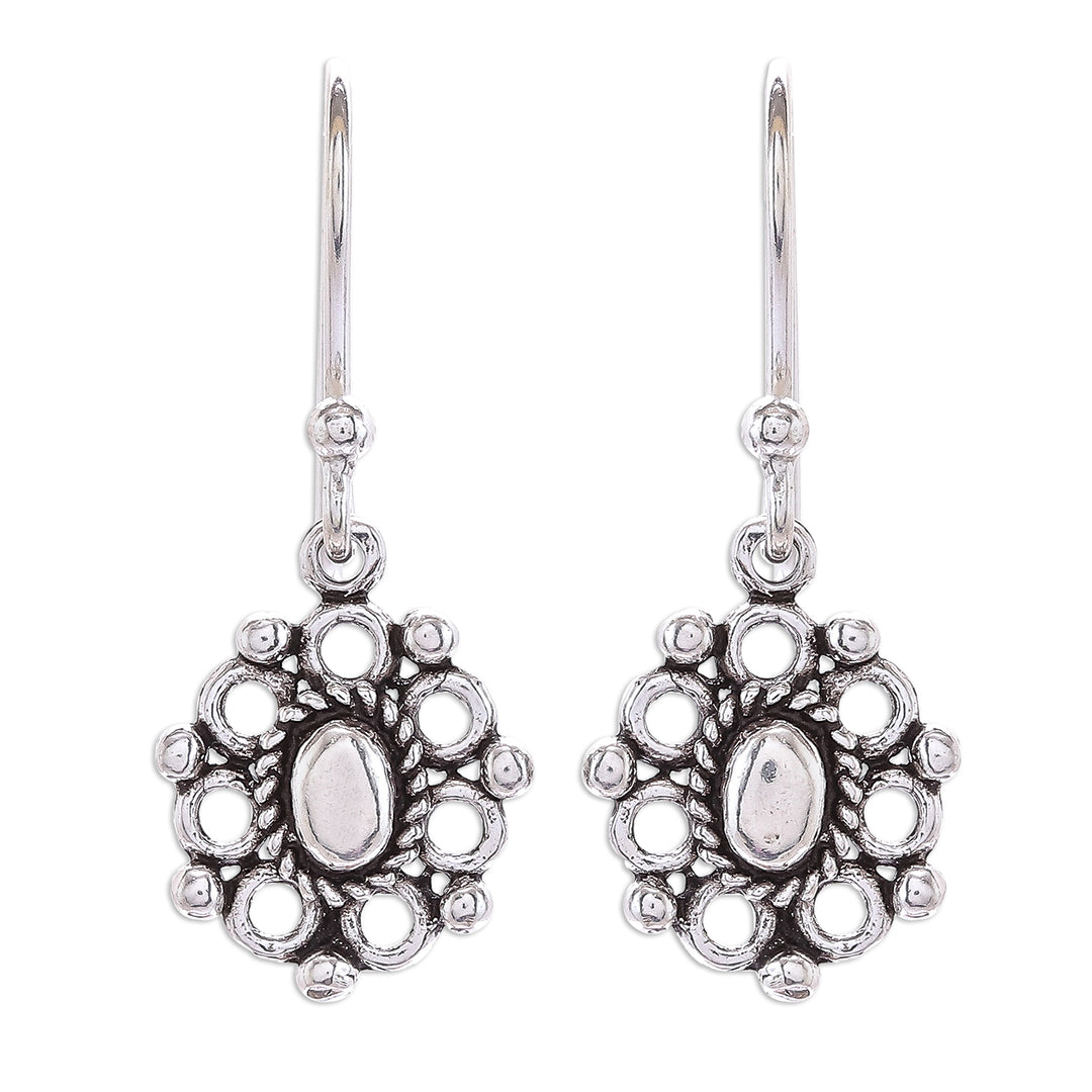 Floral Sterling Silver Dangle Earrings from Thailand - Vintage Flower