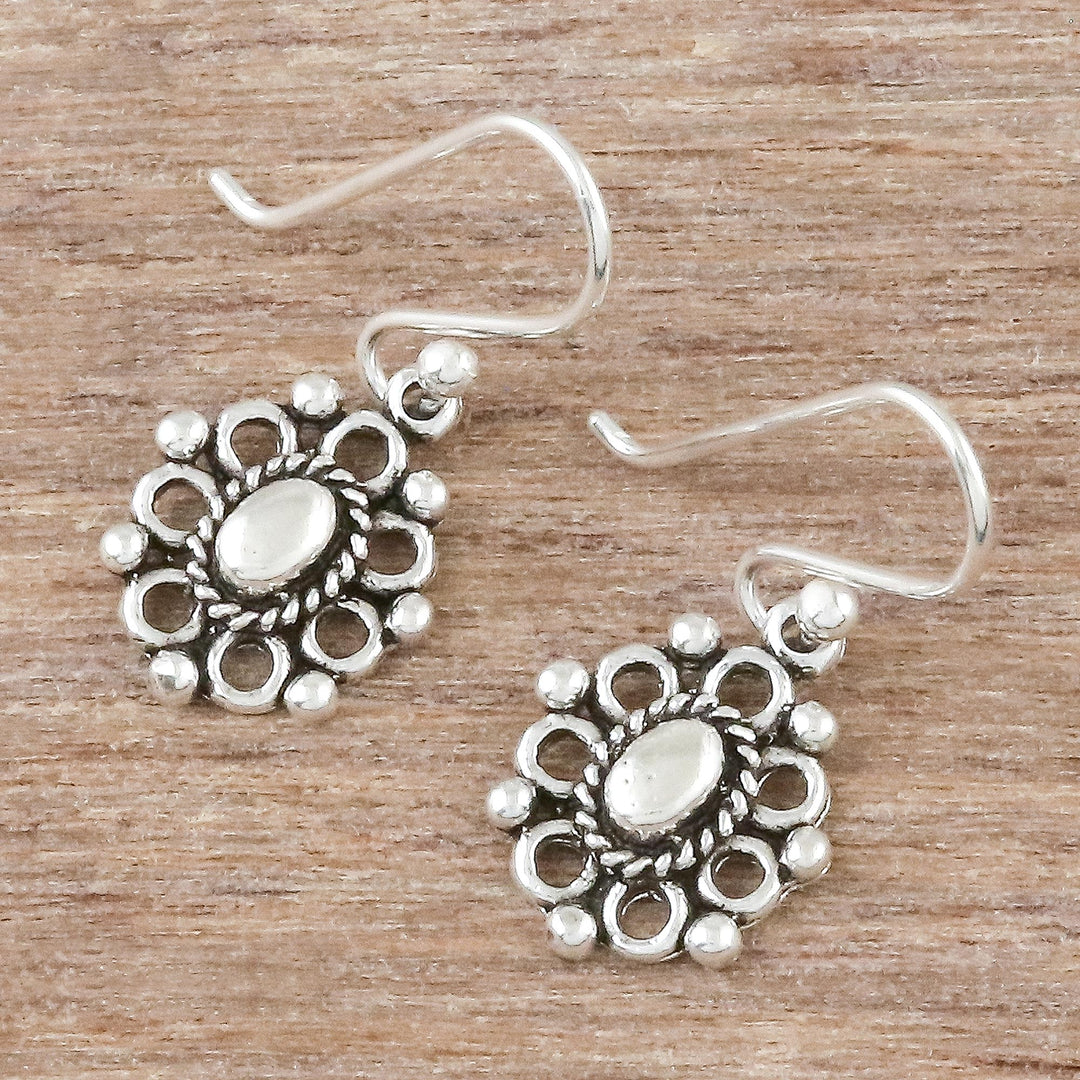 Floral Sterling Silver Dangle Earrings from Thailand - Vintage Flower