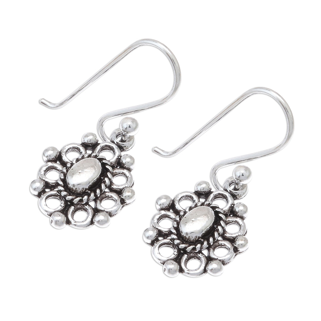 Floral Sterling Silver Dangle Earrings from Thailand - Vintage Flower