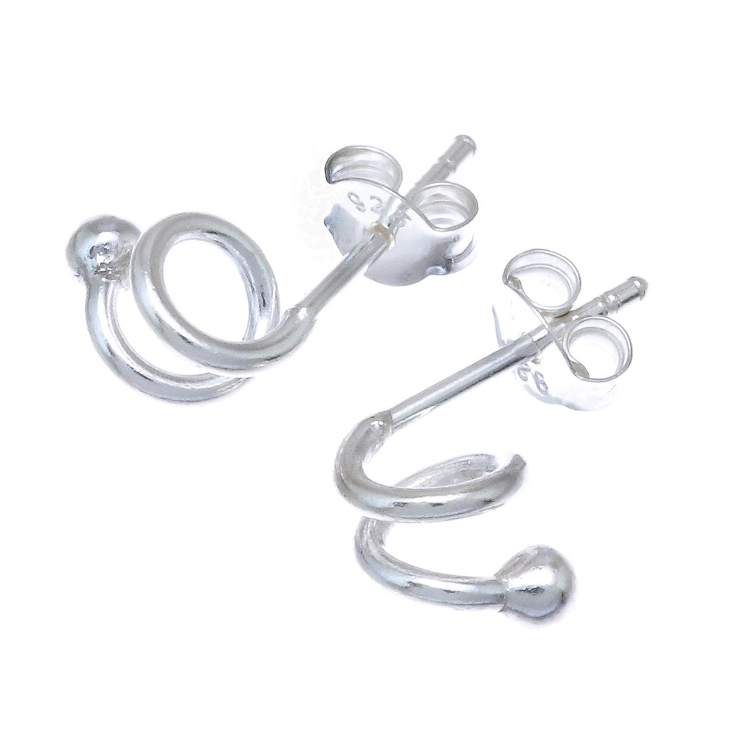 Spiral-Shaped Sterling Silver Stud Earrings from Thailand - Swirling Strand