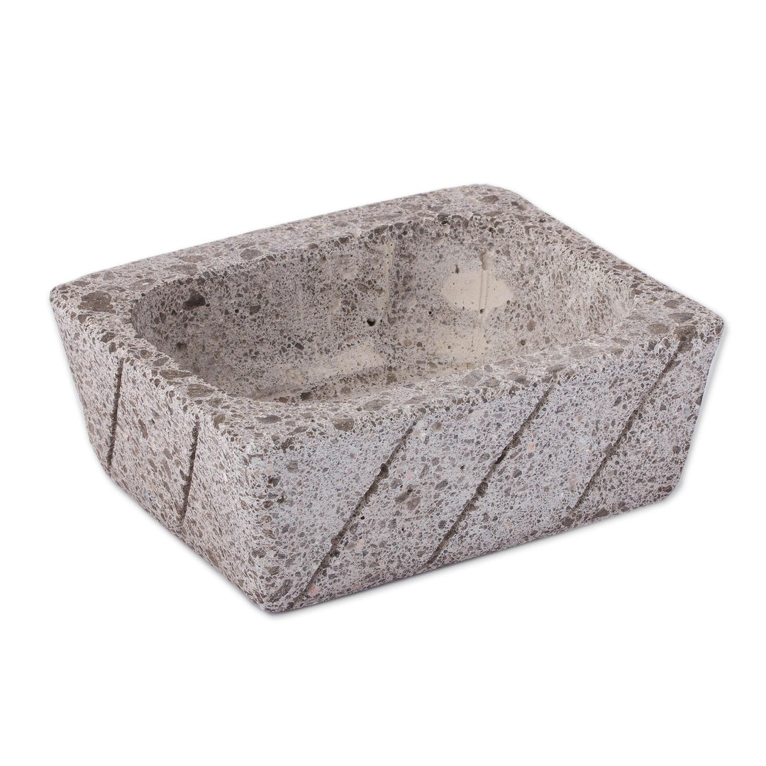 Striped Rectangular Reclaimed Stone Flower Pot from Mexico - Striped Gardener