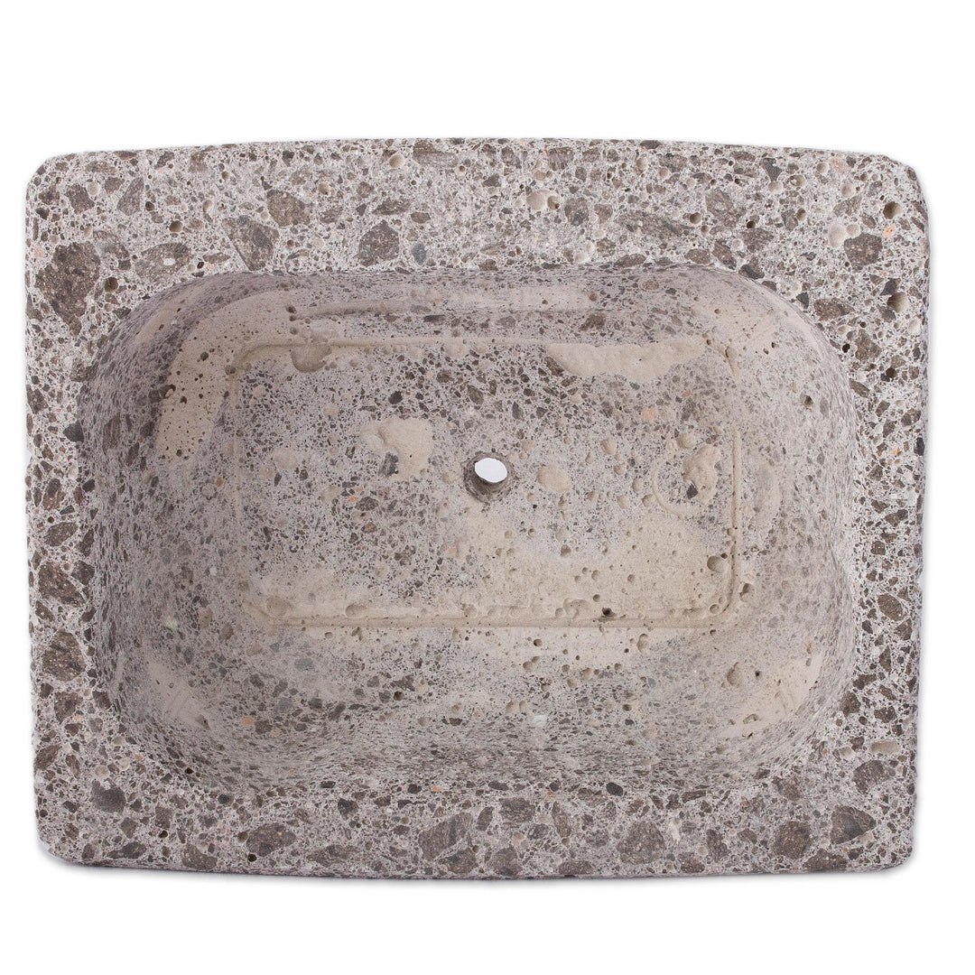 Striped Rectangular Reclaimed Stone Flower Pot from Mexico - Striped Gardener