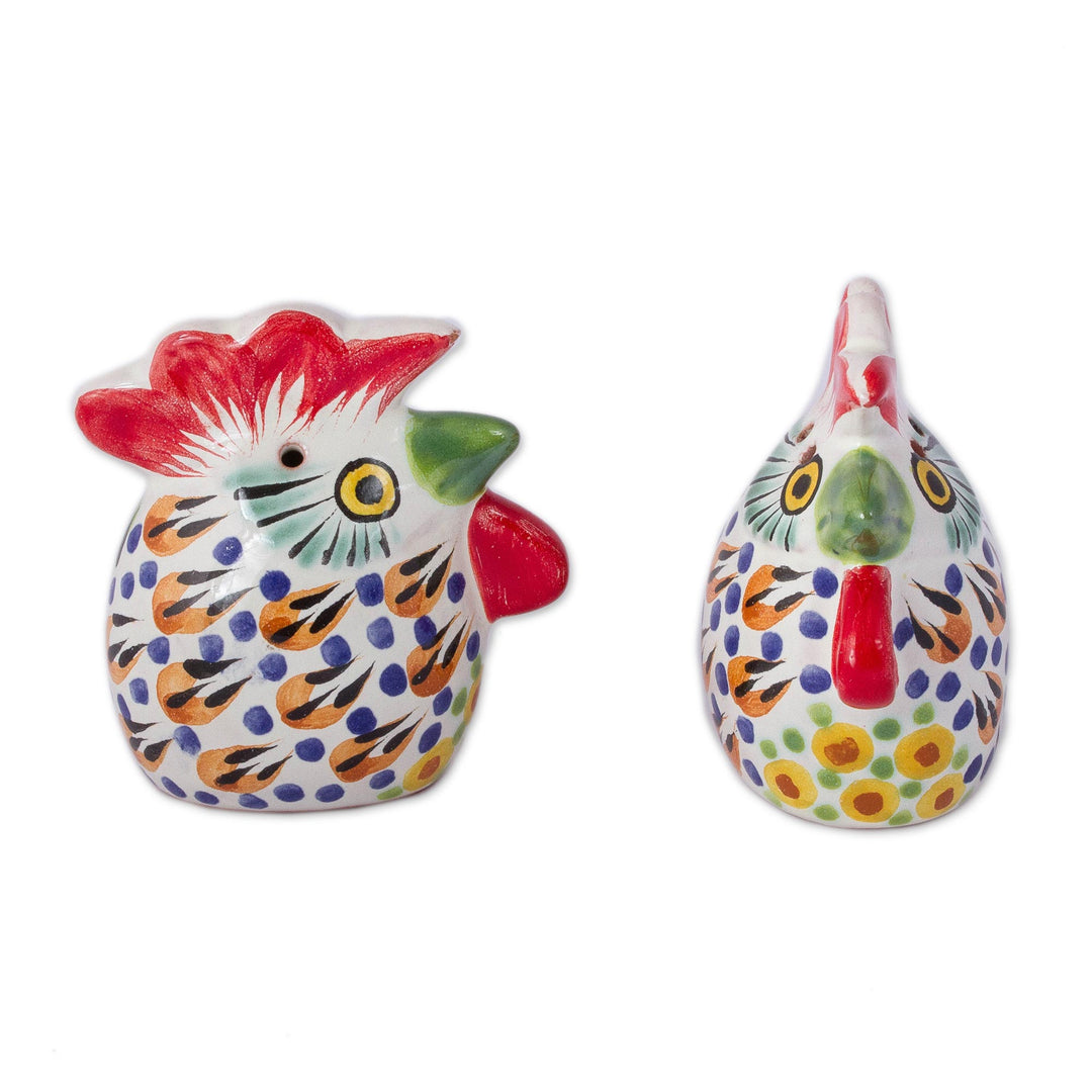 Hand-Painted Ceramic Rooster Salt and Pepper Shakers - Farm Roosters