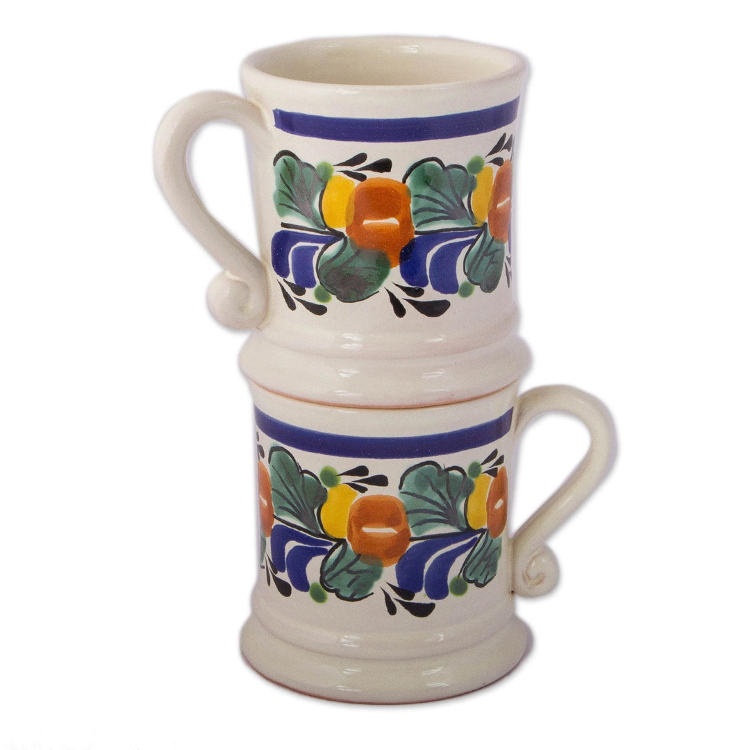 Colorful Ceramic Mugs from Mexico (Pair) - Majolica Dream