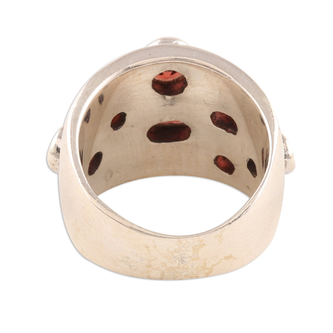 Faceted Garnet Cocktail Ring from India - Scarlet Passion