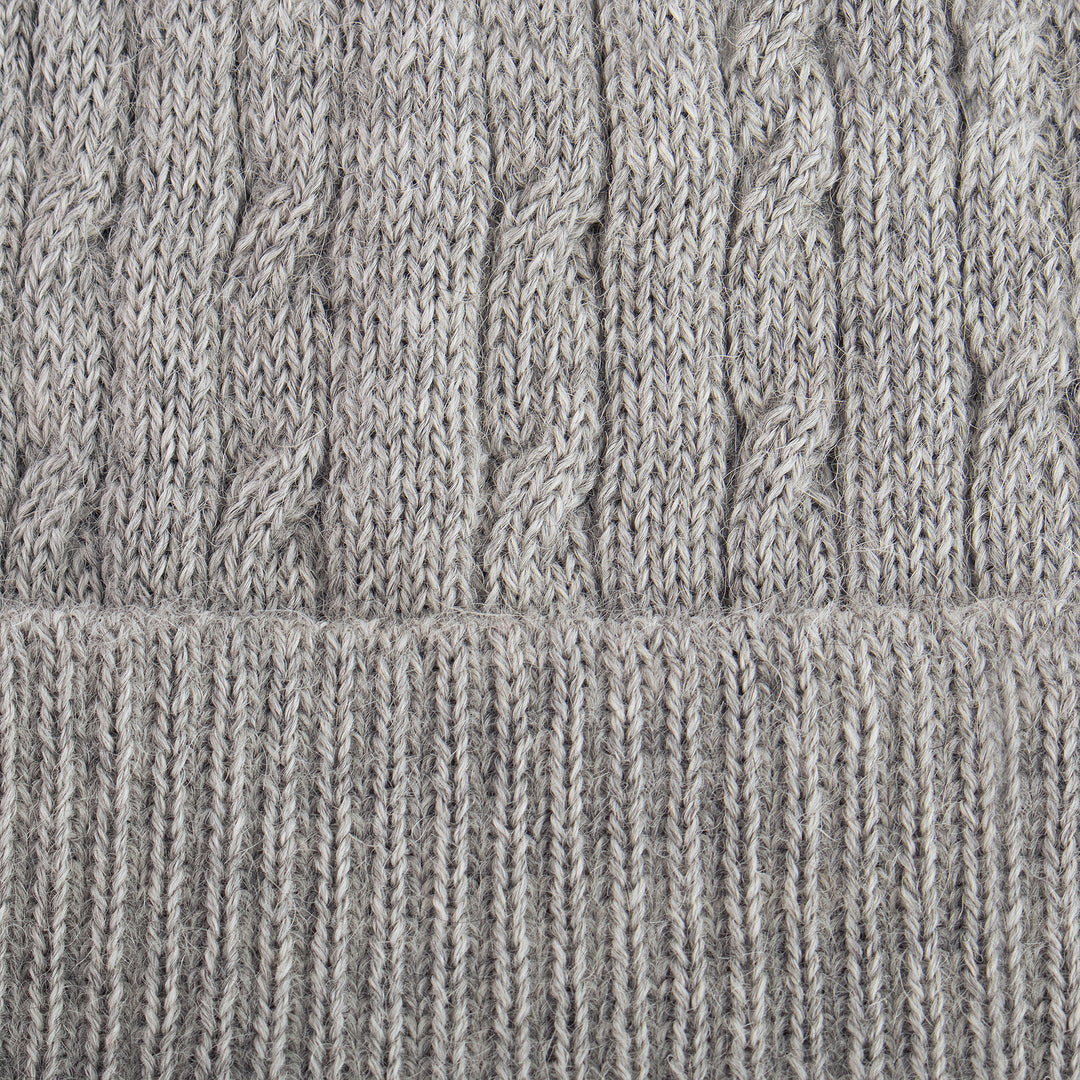 Soft Smoky Grey 100% Alpaca Cable Knit Hat from Peru - Comfy in Grey
