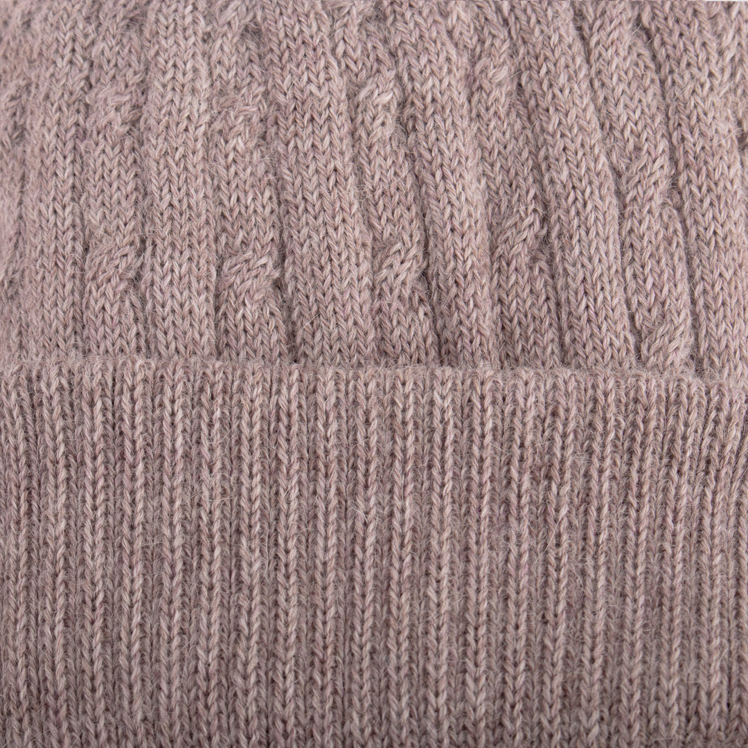 Dusty Rose Pink 100% Alpaca Soft Cable Knit Hat from Peru - Comfy in Pink