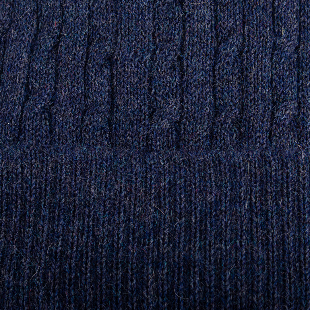 Indigo Blue 100% Alpaca Soft Cable Knit Hat from Peru - Comfy in Dark Blue