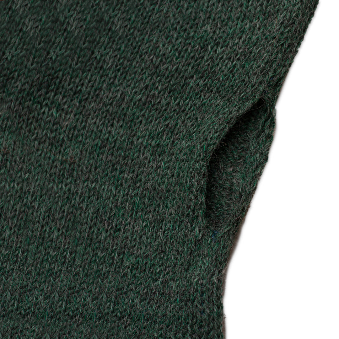 100% Baby Alpaca Loden Green Knit Fingerless Mitts From Peru - Luscious Twist in Green
