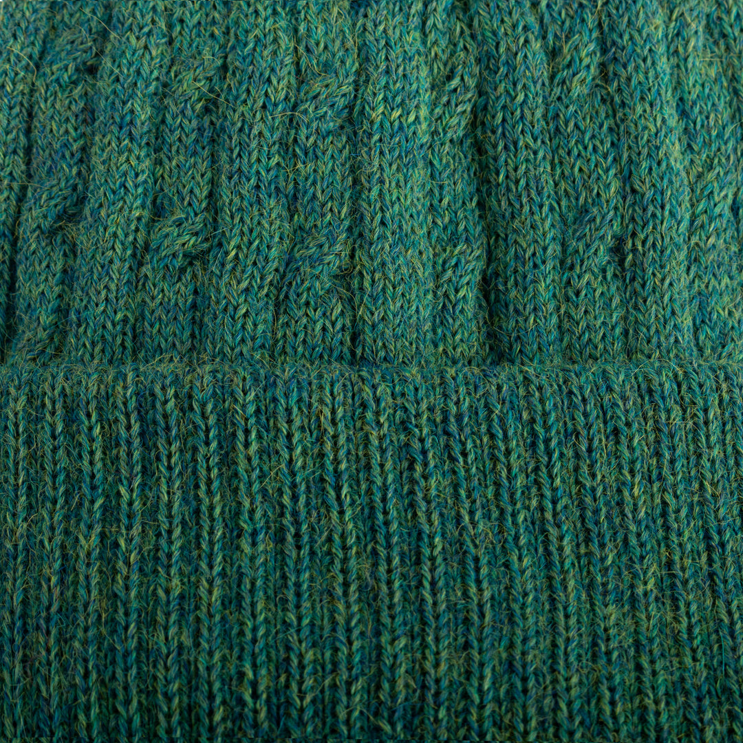 Teal 100% Alpaca Cable Pattern Soft Knit Hat From Peru - Comfy in Teal