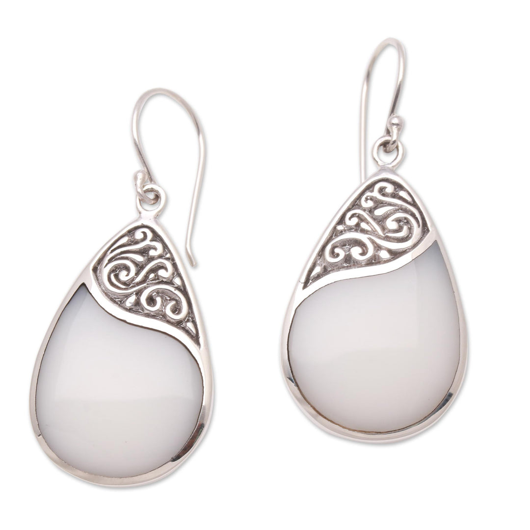 Drop-Shaped Sterling Silver and Resin Dangle Earrings - Cloud Drops