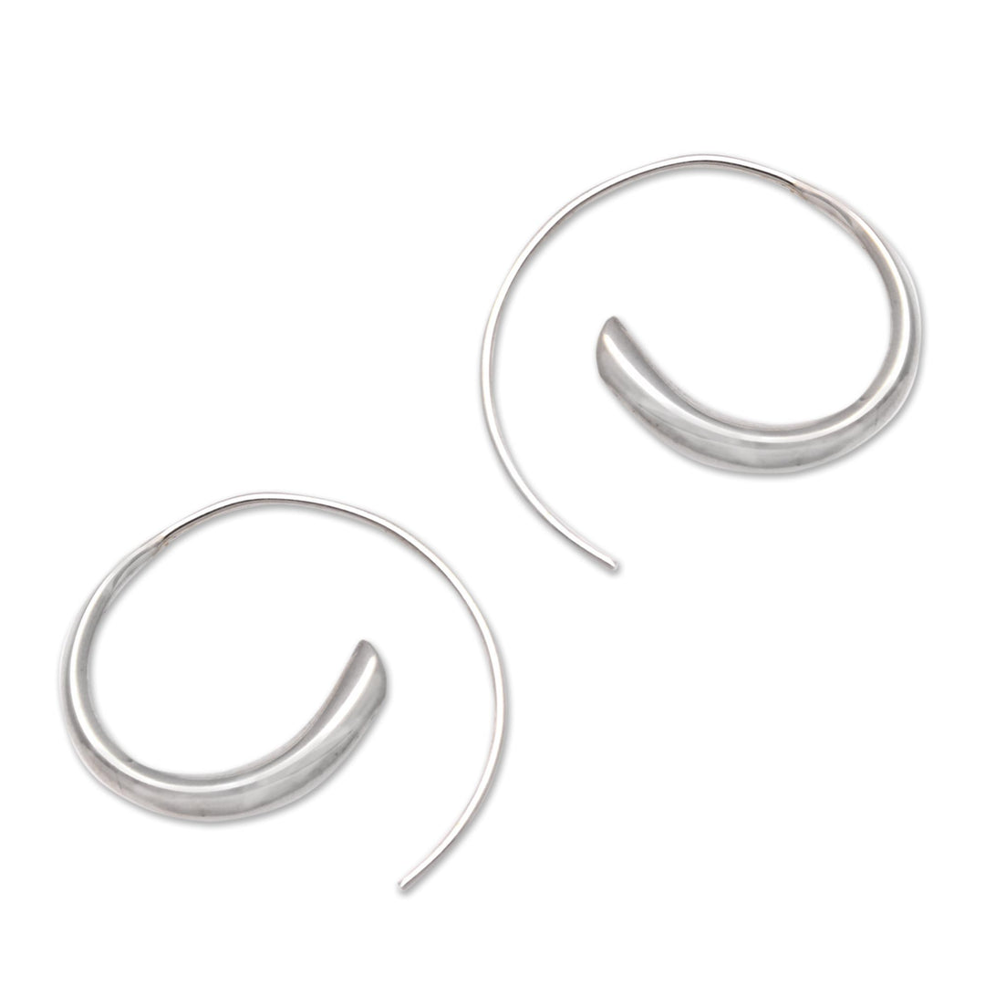 Sterling Silver Half-Hoop Earrings Crafted in Bali - Simple Loops