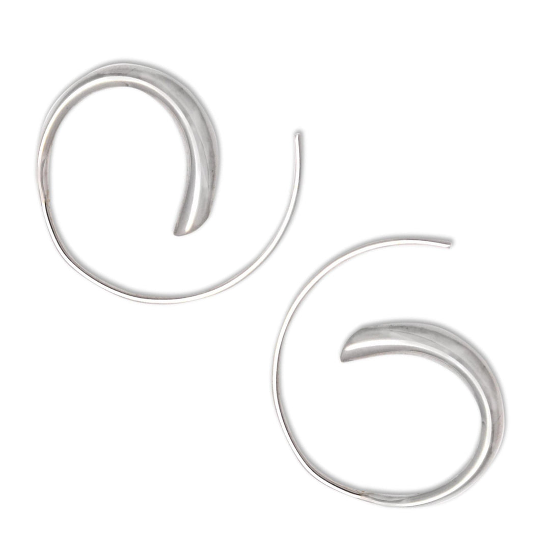 Sterling Silver Half-Hoop Earrings Crafted in Bali - Simple Loops