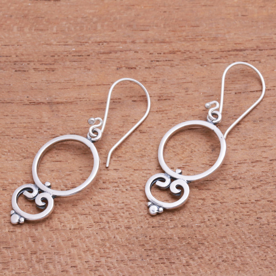 Loop Pattern Sterling Silver Dangle Earrings from Bali - Nice Loops