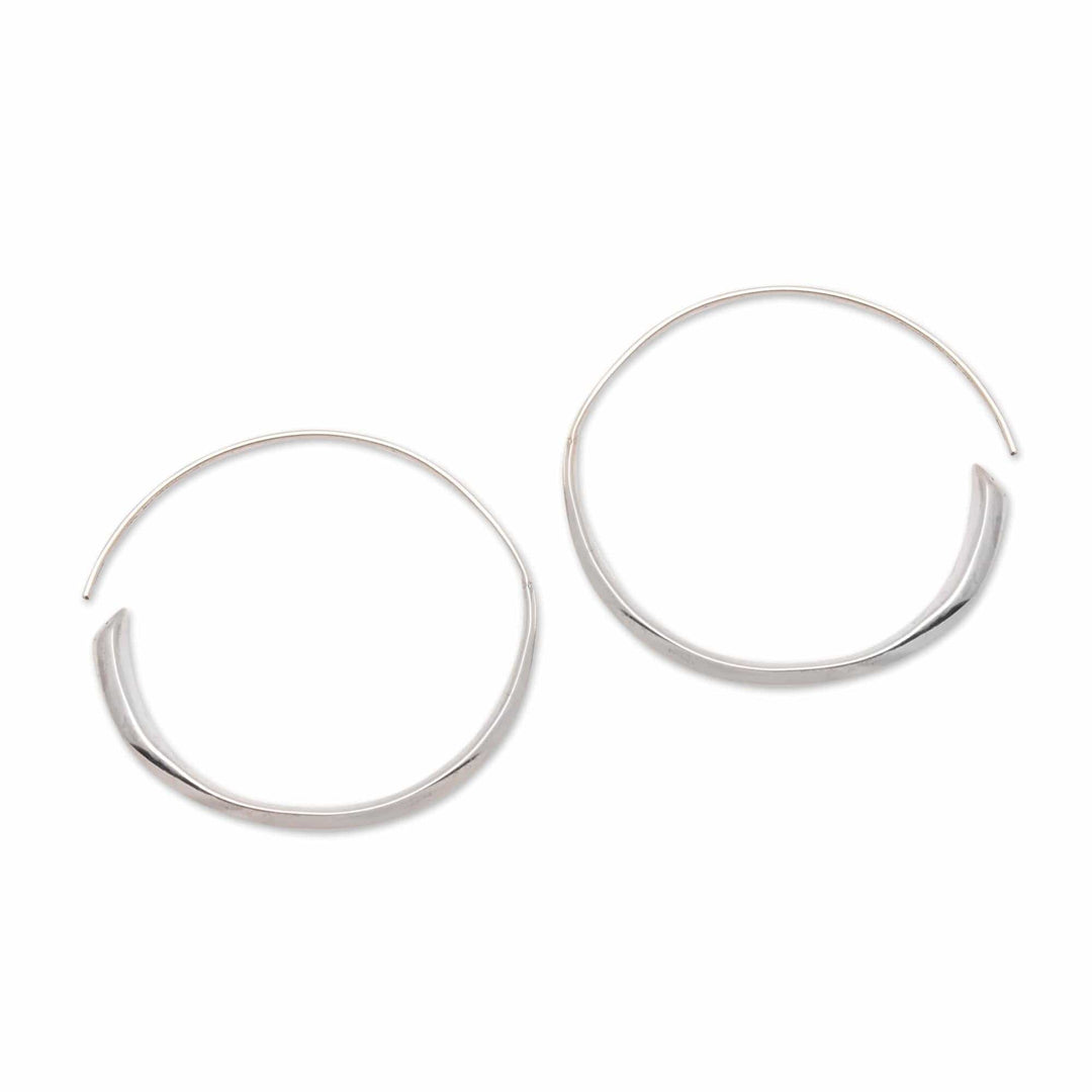 Handcrafted Sterling Silver Half-Hoop Earrings from Bali - Expanding Beauty