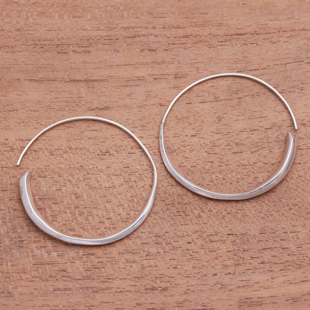 Handcrafted Sterling Silver Half-Hoop Earrings from Bali - Expanding Beauty