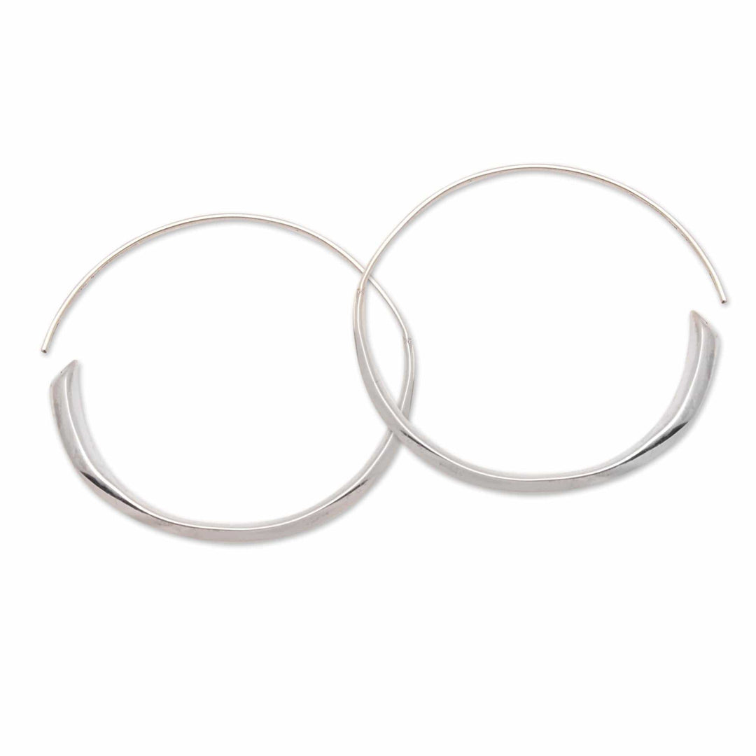 Handcrafted Sterling Silver Half-Hoop Earrings from Bali - Expanding Beauty