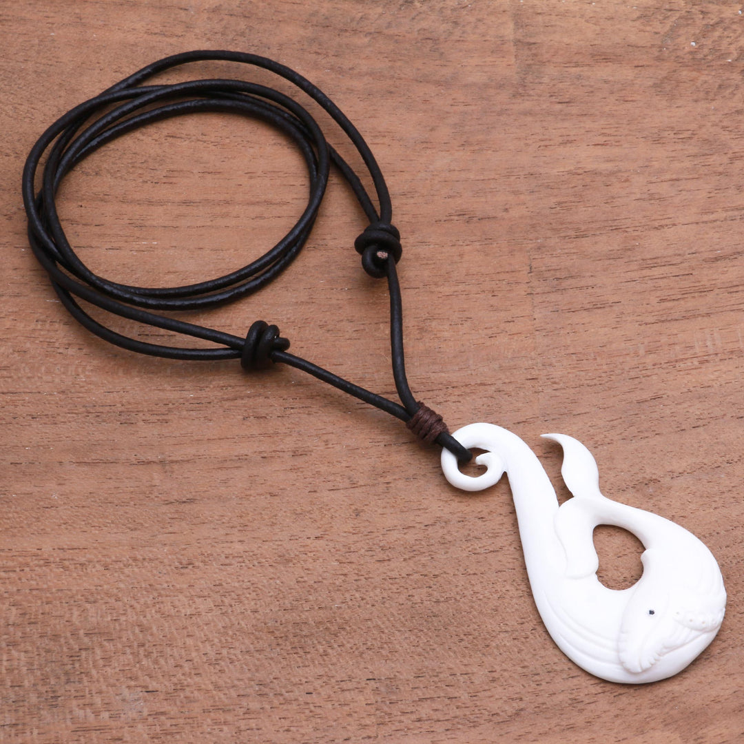 Whale Pendant Necklace Crafted in Bali - Gray Whale