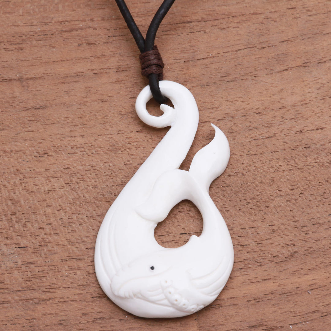 Whale Pendant Necklace Crafted in Bali - Gray Whale