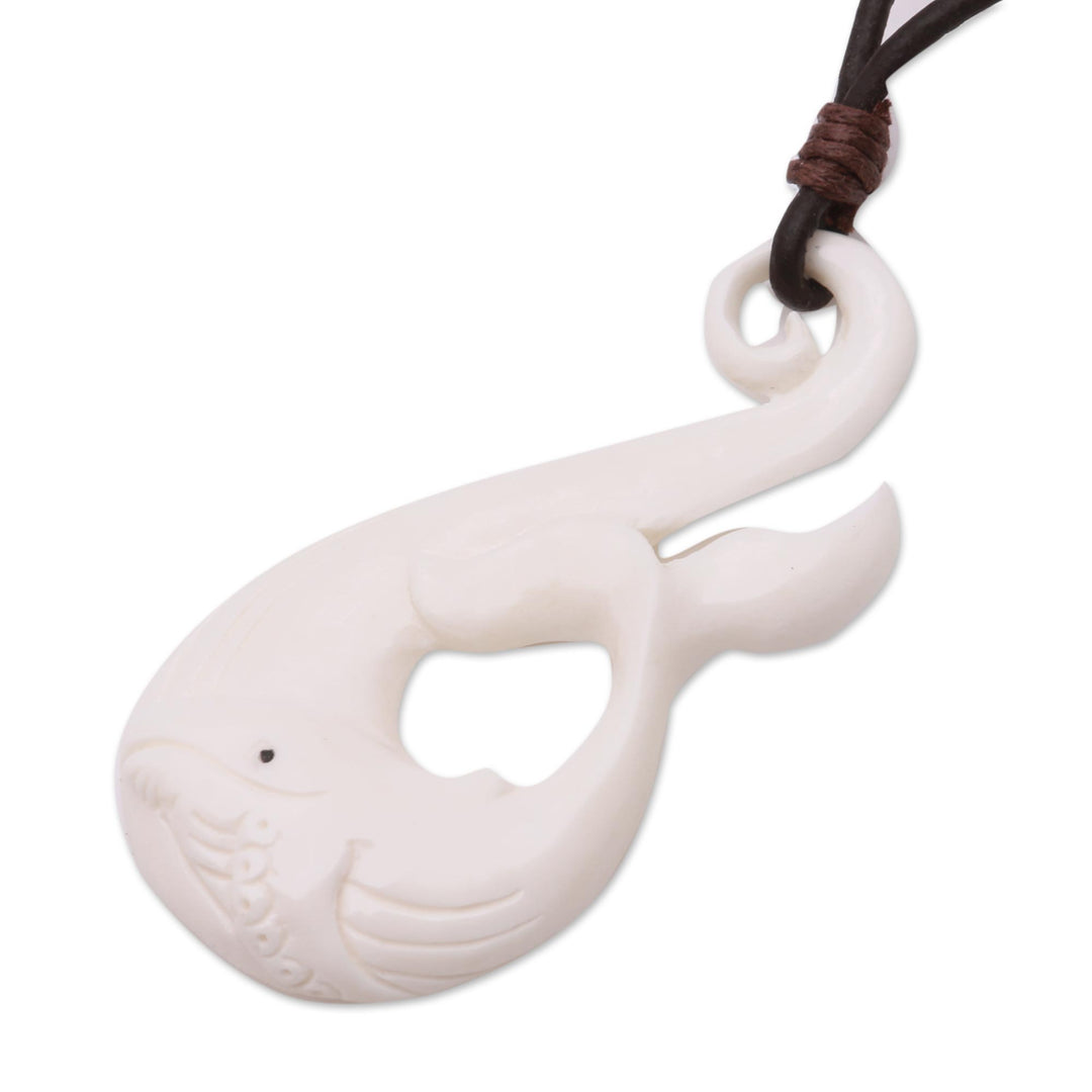 Whale Pendant Necklace Crafted in Bali - Gray Whale
