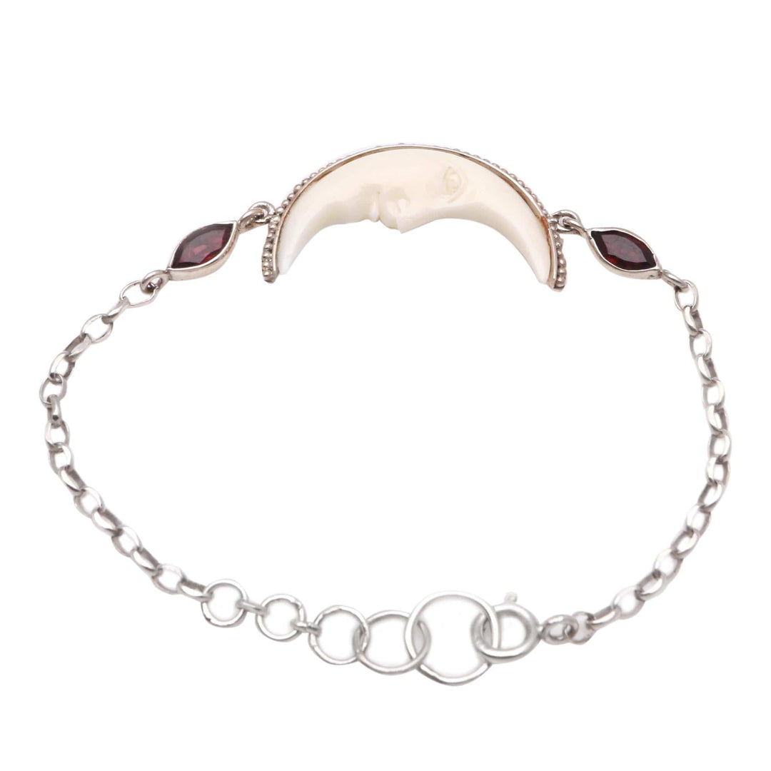 Crescent Moon Garnet Pendant Bracelet - Happy Crescent