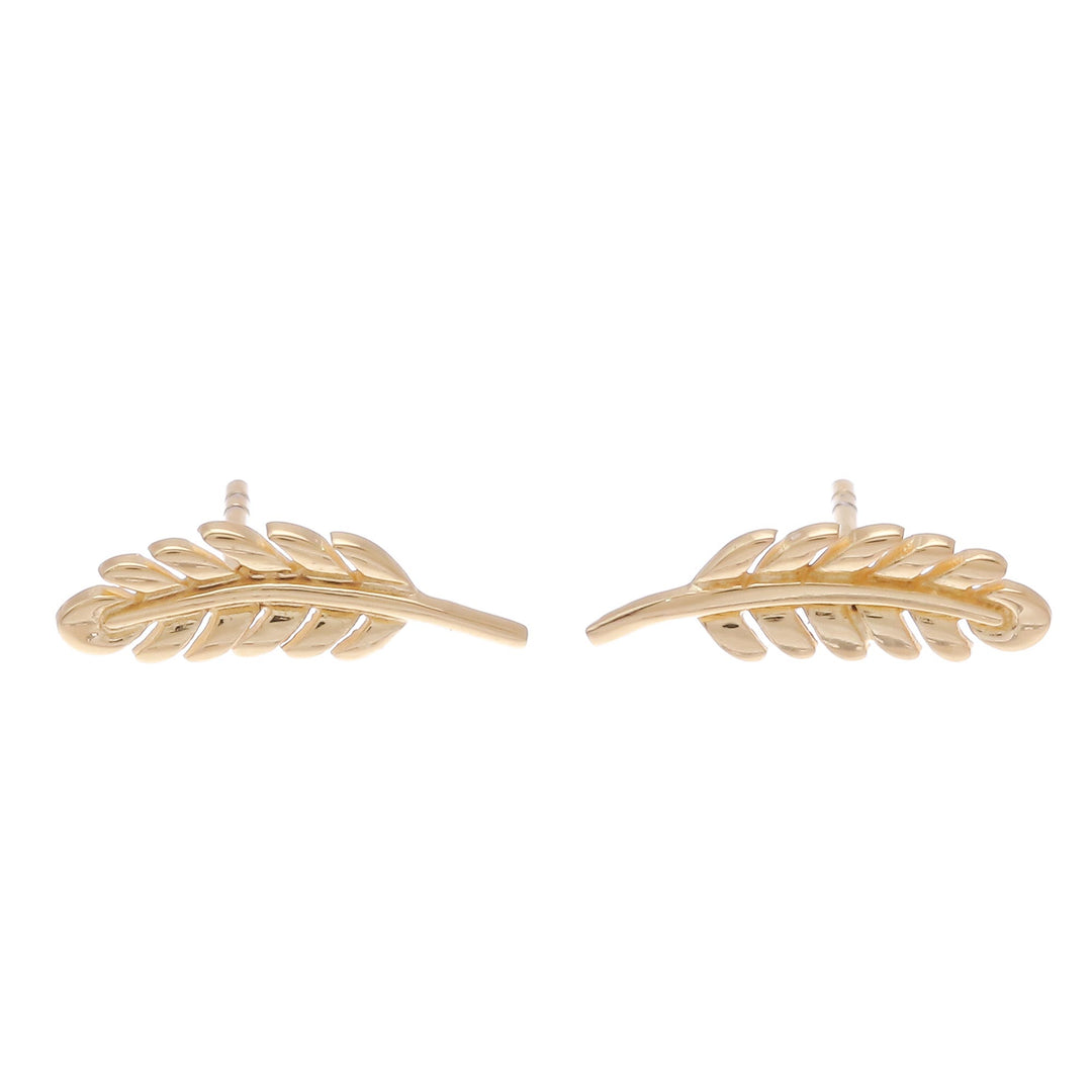 Leaf 18k Gold Plated Sterling Silver Button Earrings - Adorable Leaves
