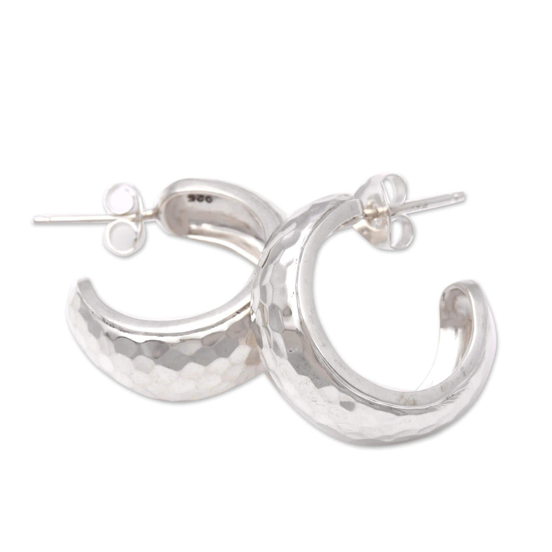 Balinese Sterling Silver Half-Hoop Earrings - Radiant Shine