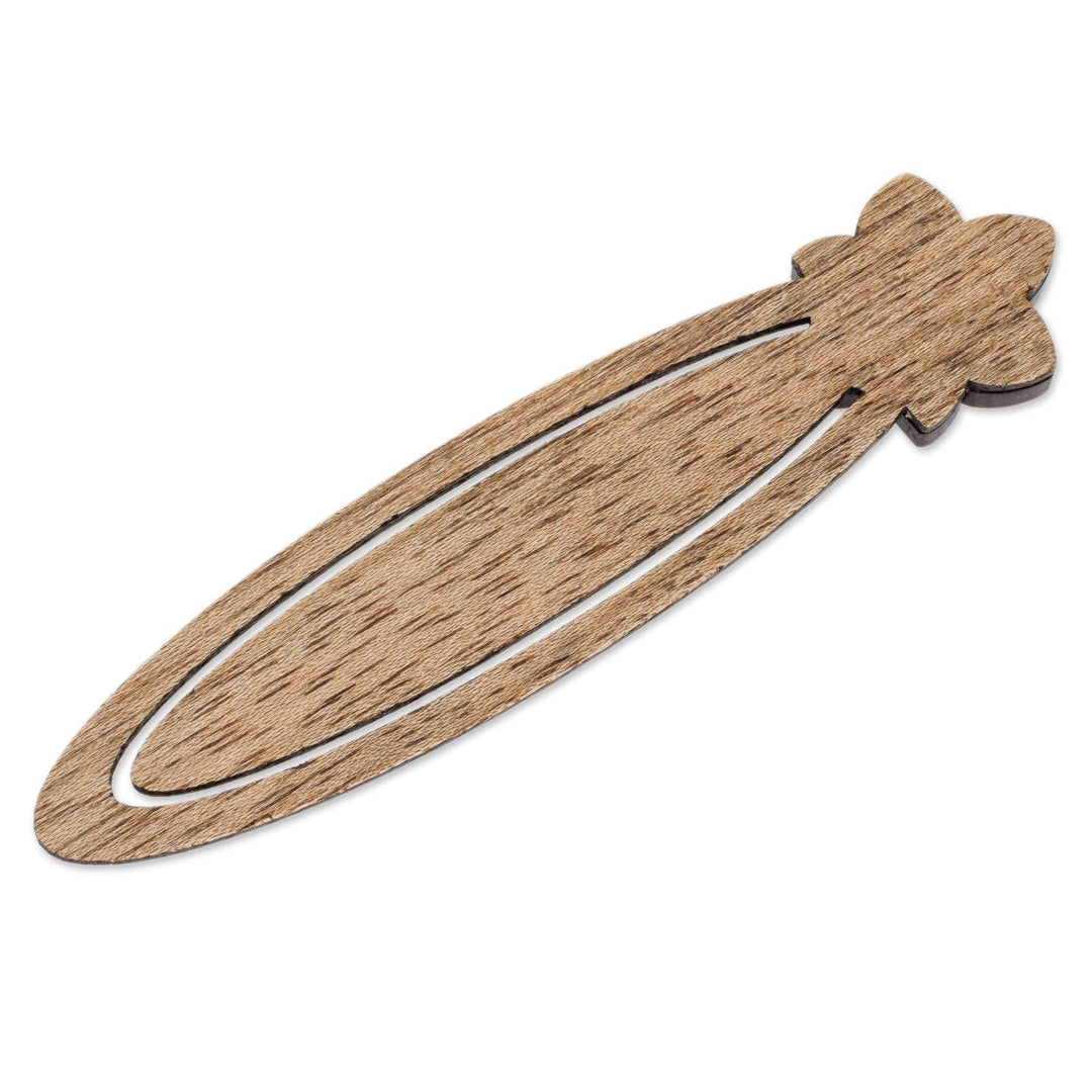 Floral Teak Wood Bookmark from Costa Rica - Sarchi Flower