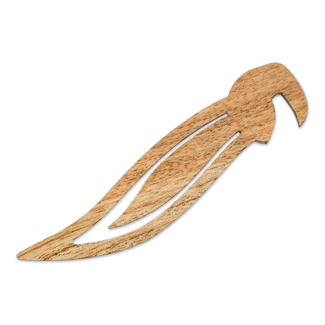 Toucan-Themed Teak Wood Bookmark from Costa Rica - Toucan Reader