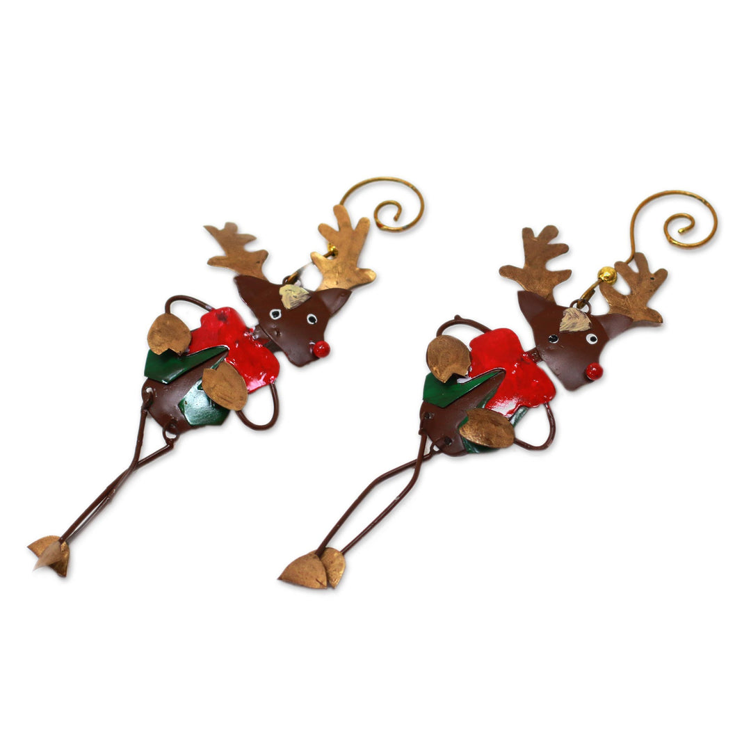 Steel Rudolph Ornaments from Bali (Pair) - Dapper Rudolph
