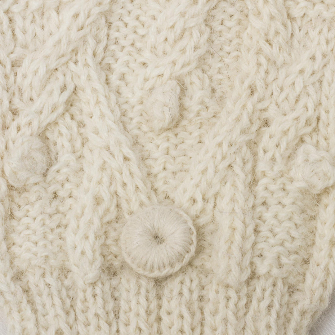 Diamond Pattern 100% Alpaca Mittens in Alabaster from Peru - Diamond Elegance in Alabaster