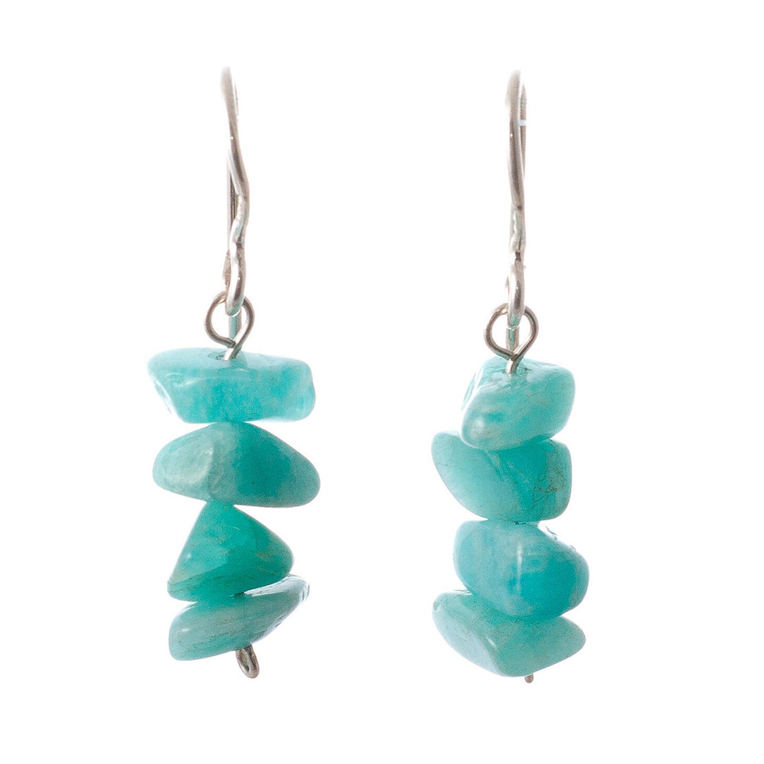 Amazonite Beaded Dangle Earrings Crafted in Peru - Aqua Harmony