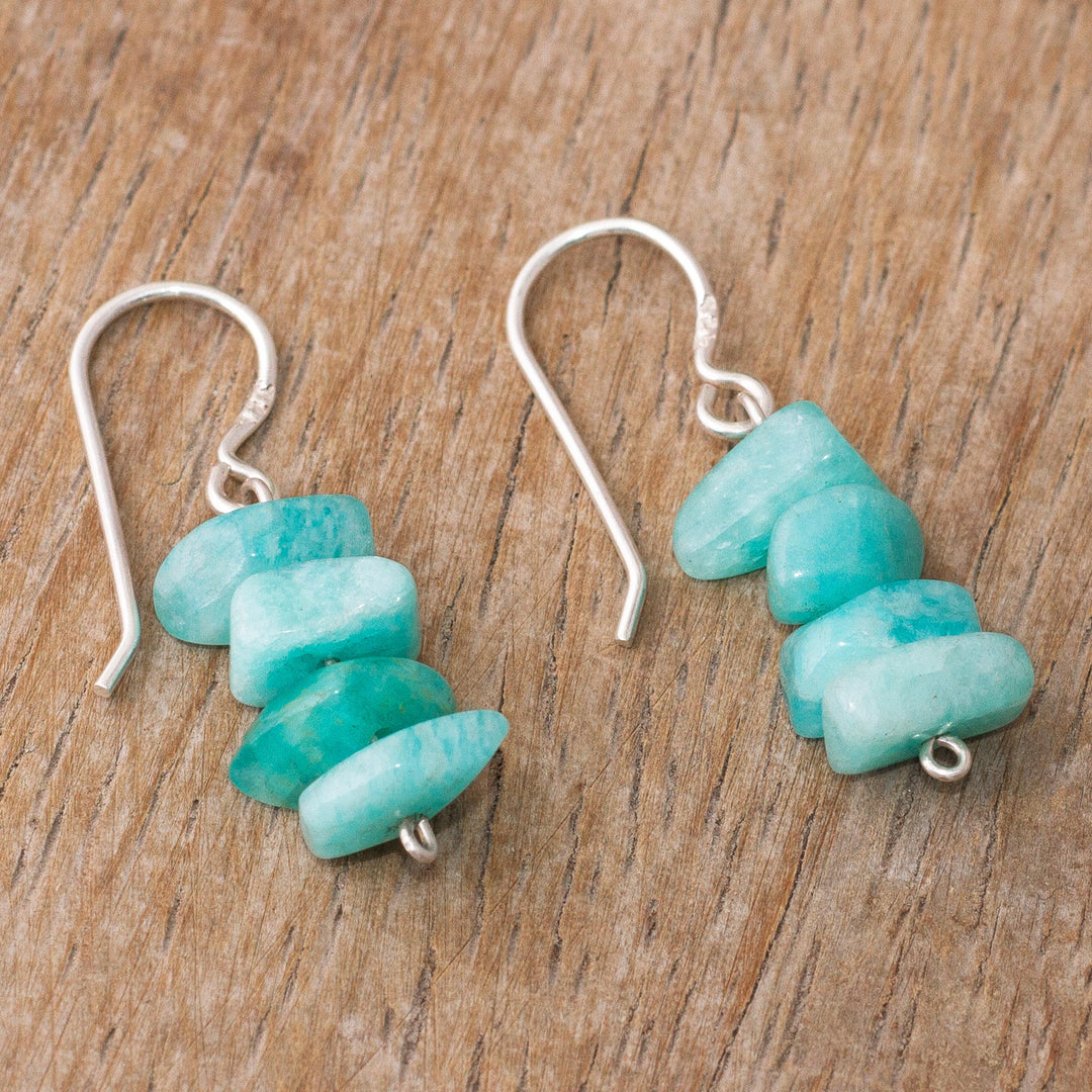 Amazonite Beaded Dangle Earrings Crafted in Peru - Aqua Harmony