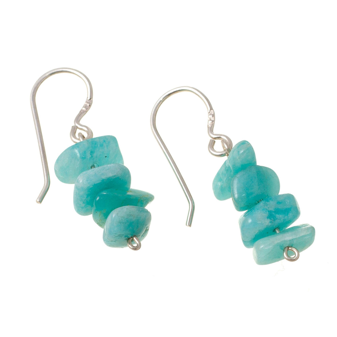 Amazonite Beaded Dangle Earrings Crafted in Peru - Aqua Harmony