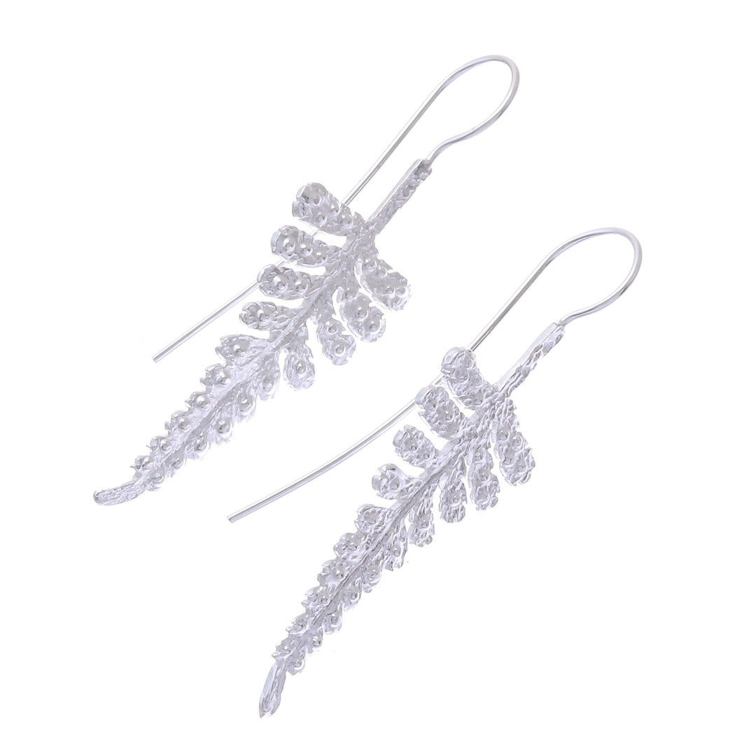 Leafy Sterling Silver Drop Earrings from Thailand - Descending Fronds