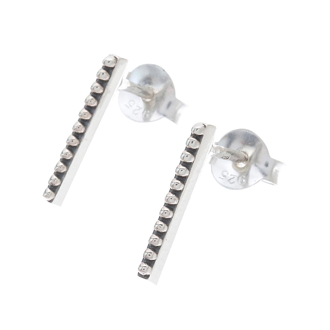 Dot Pattern Sterling Silver Drop Earrings from Thailand - Tiny Dots