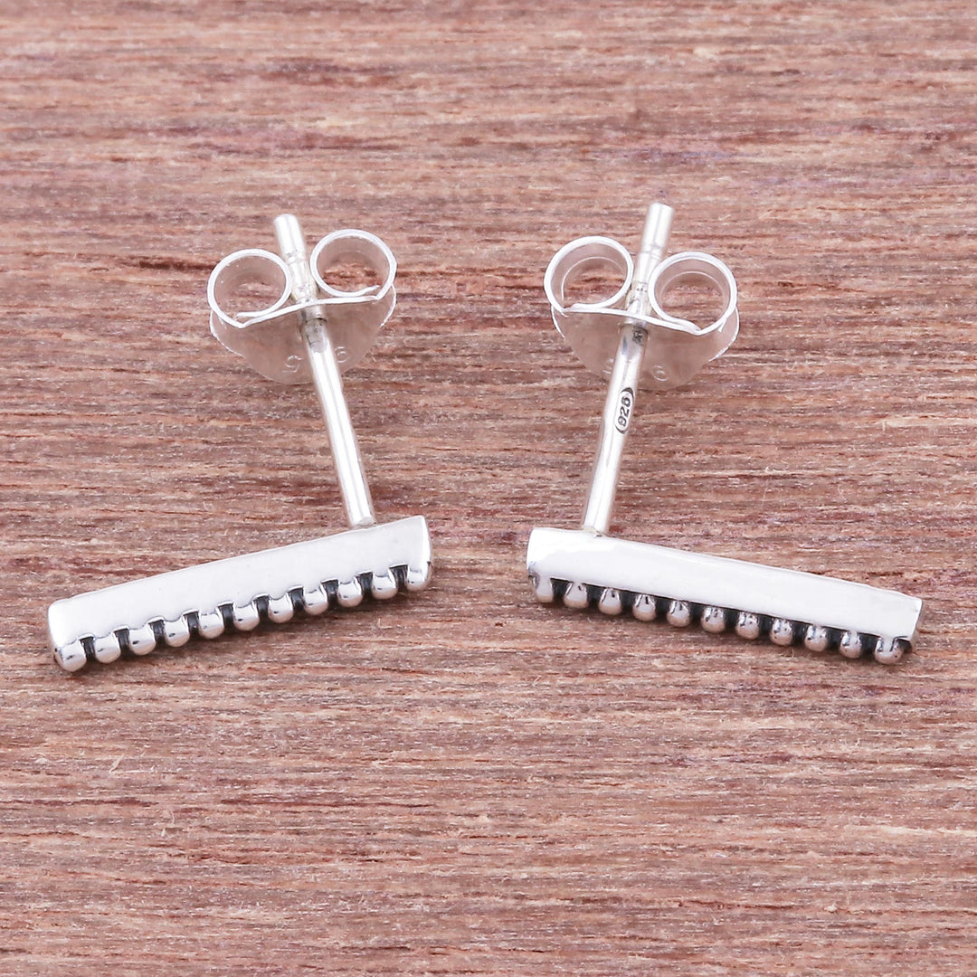 Dot Pattern Sterling Silver Drop Earrings from Thailand - Tiny Dots