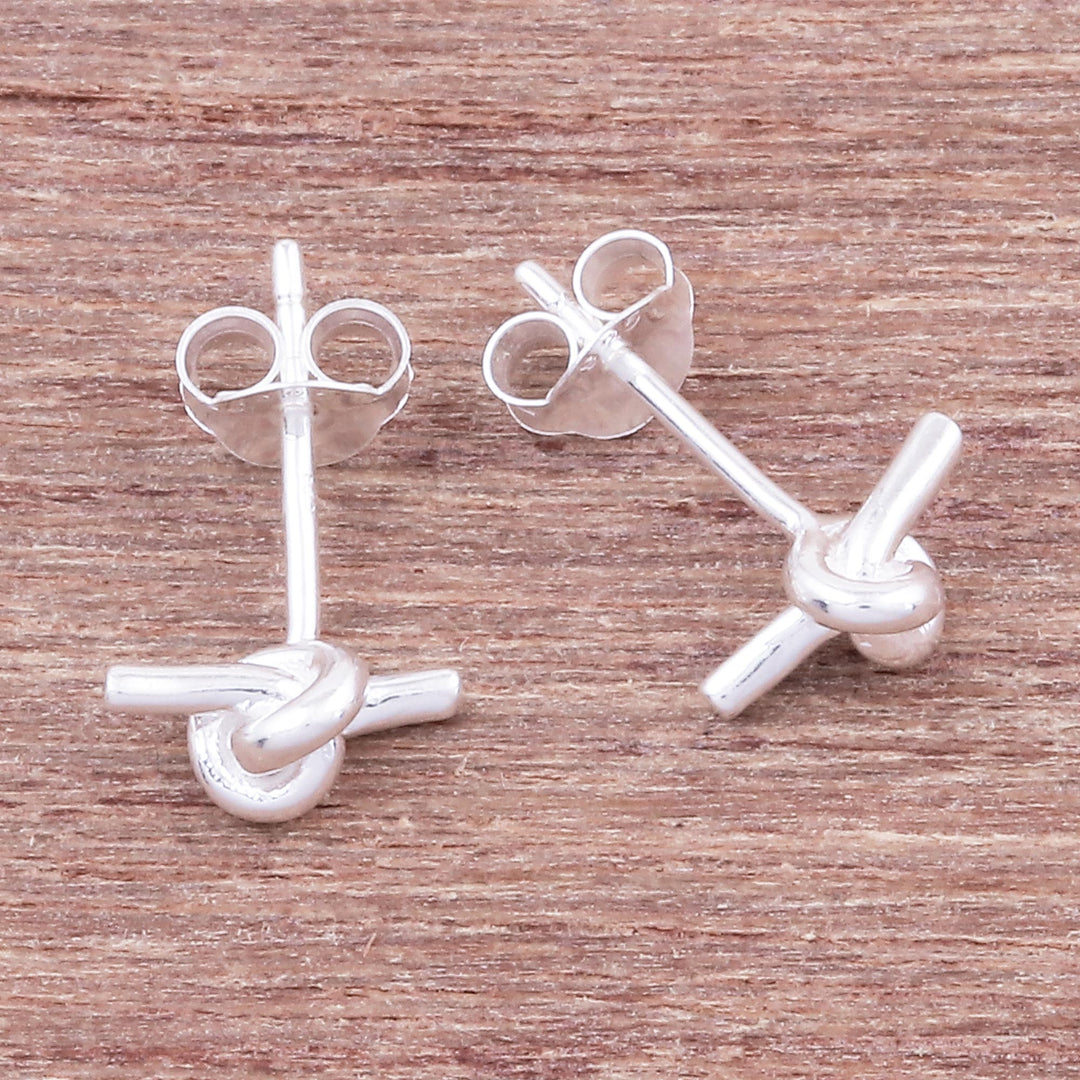 Knot Pattern Sterling Silver Stud Earrings from Thailand - The Knot