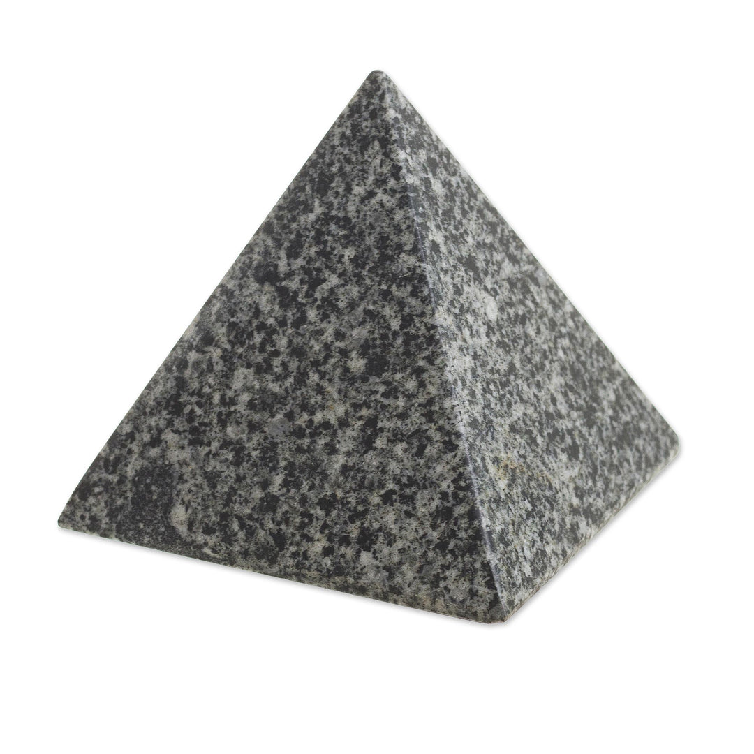 Tourmaline and Quartz Pyramid Gemstone Figurine (3 Inch) - Speckled Pyramid