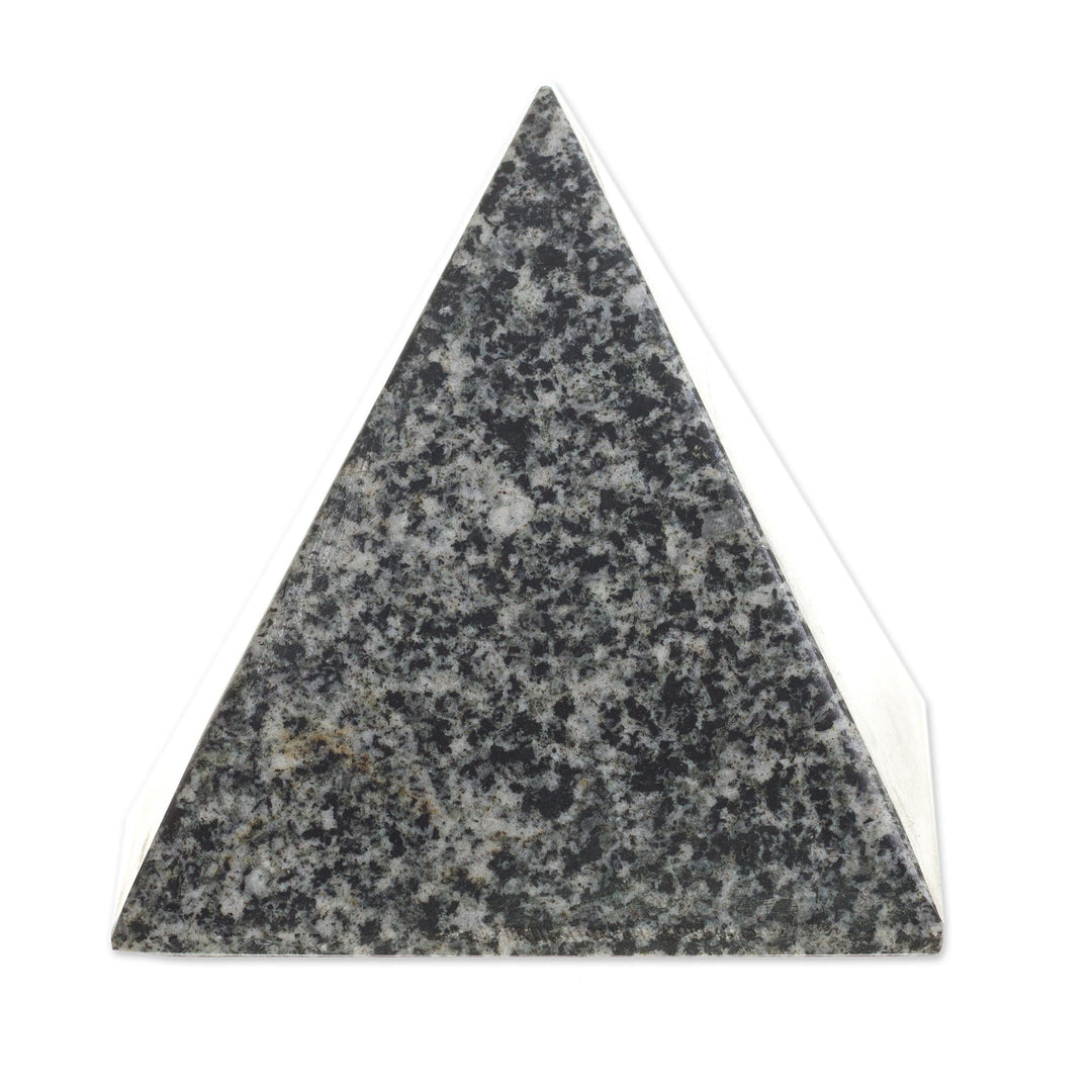 Tourmaline and Quartz Pyramid Gemstone Figurine (3 Inch) - Speckled Pyramid