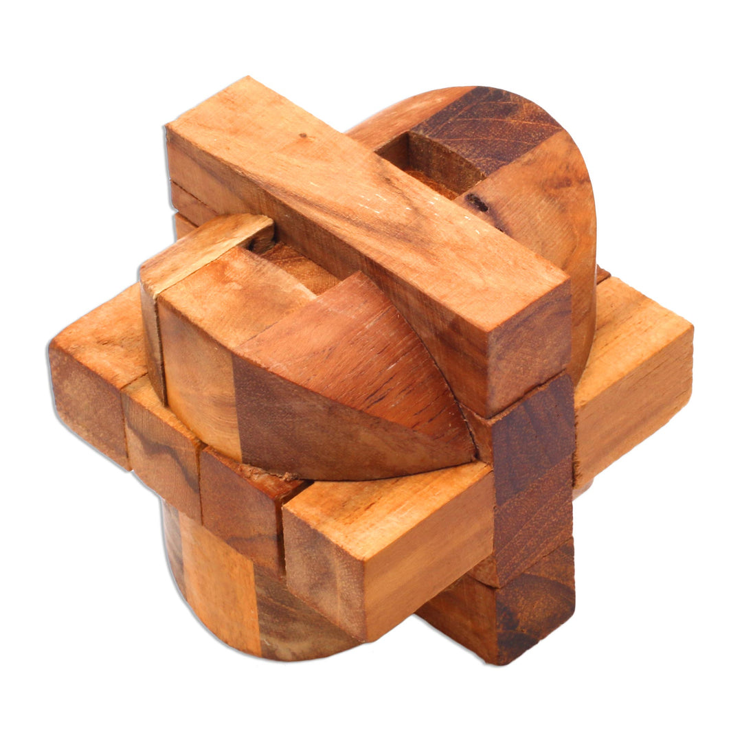 Handcrafted Teak Wood Puzzle Crafted in Java - Mental Exercise