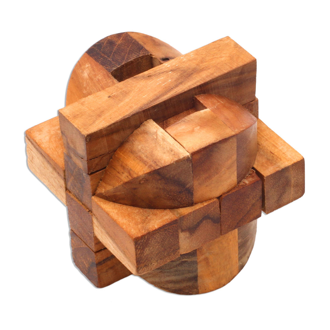 Handcrafted Teak Wood Puzzle Crafted in Java - Mental Exercise