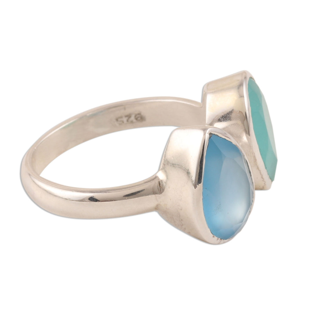 4-Carat Teardrop Chalcedony Cocktail Ring from India - Teardrop Sparkle