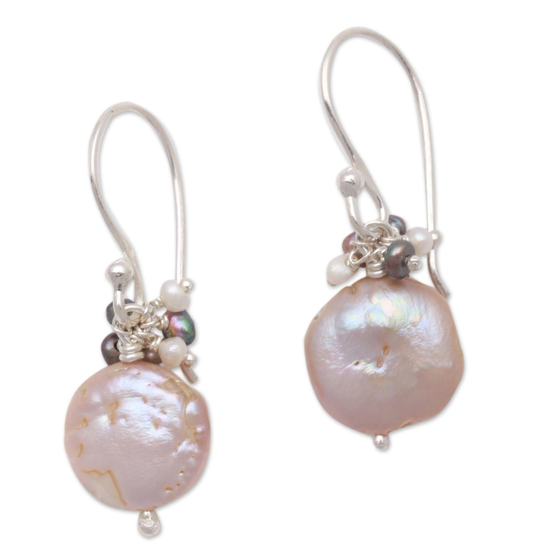 Cultured Pearl Beaded Dangle Earrings from Bali - Pearly Beauty