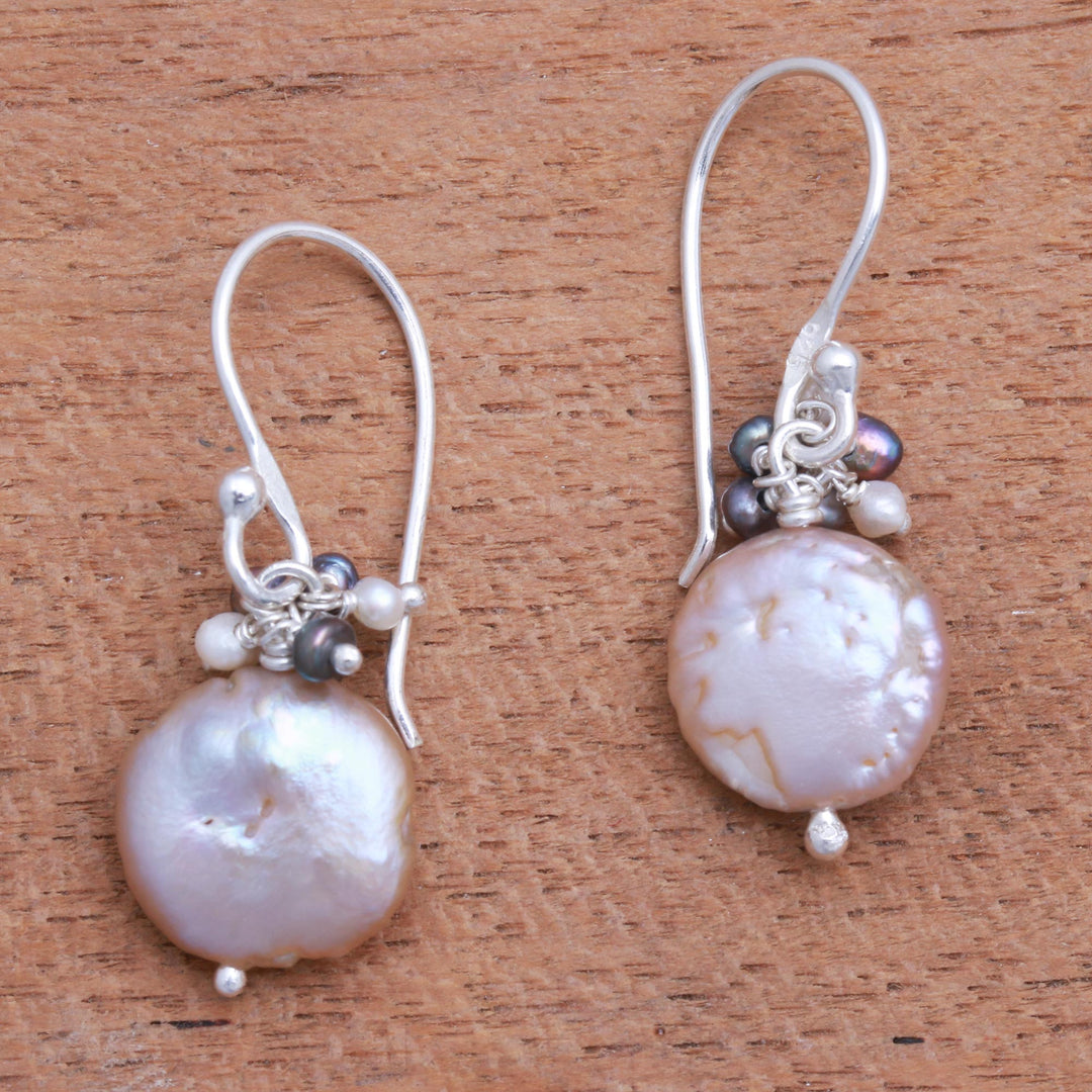 Cultured Pearl Beaded Dangle Earrings from Bali - Pearly Beauty