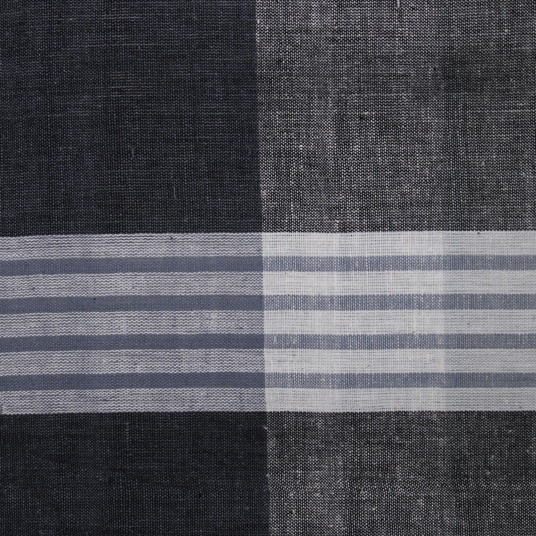 Patterned Blue and Grey Cotton Shawl from India - Blissful Combination