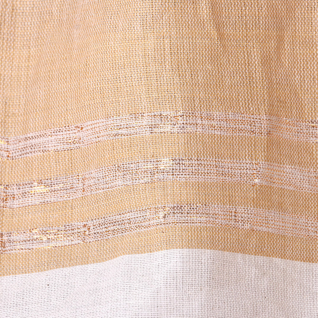 Handwoven Cotton Blend Sarong in Buff from India - Stylish Stripes in Buff