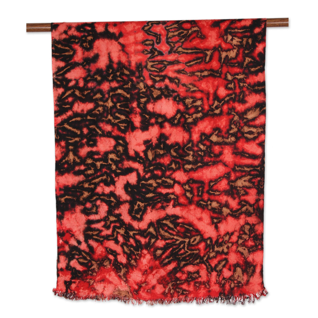 Strawberry and Caramel Viscose Shawl Crafted in India - Blissful Fusion in Strawberry