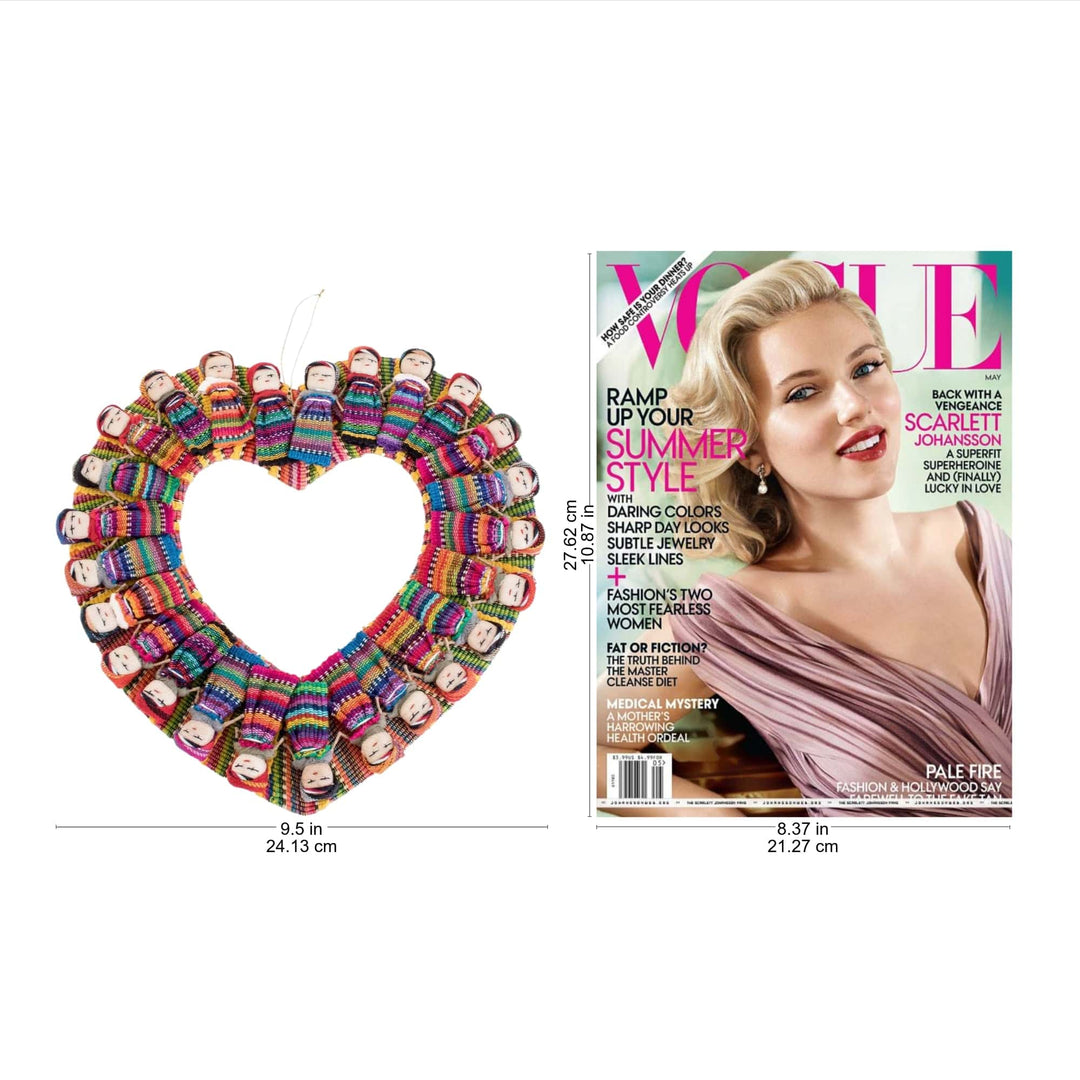 Heart-Shaped Cotton Worry Doll Wreath from Guatemala - Quitapena Love