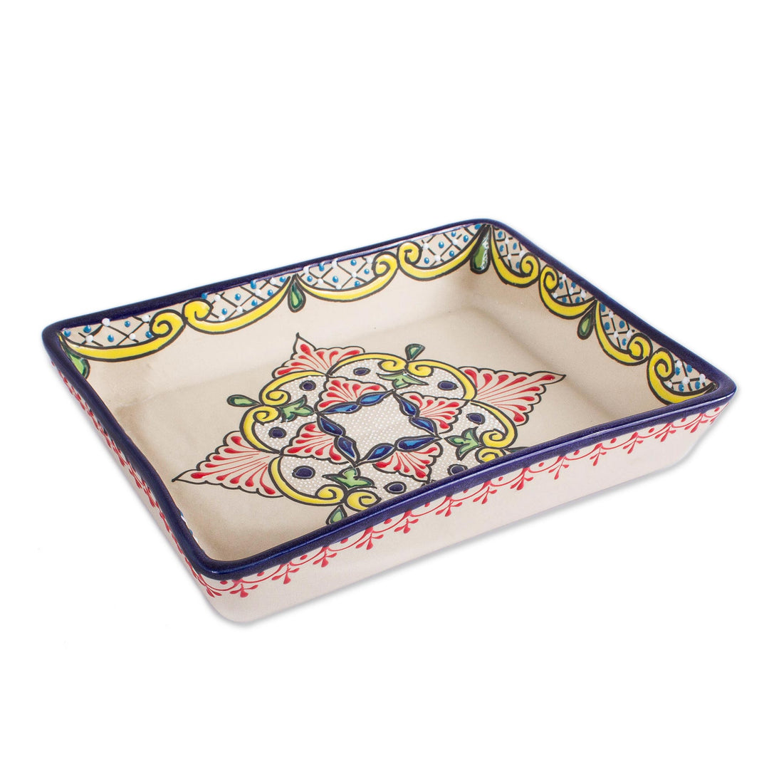 Hand-Painted Talavera-Style Ceramic Casserole Dish - Talavera Gathering